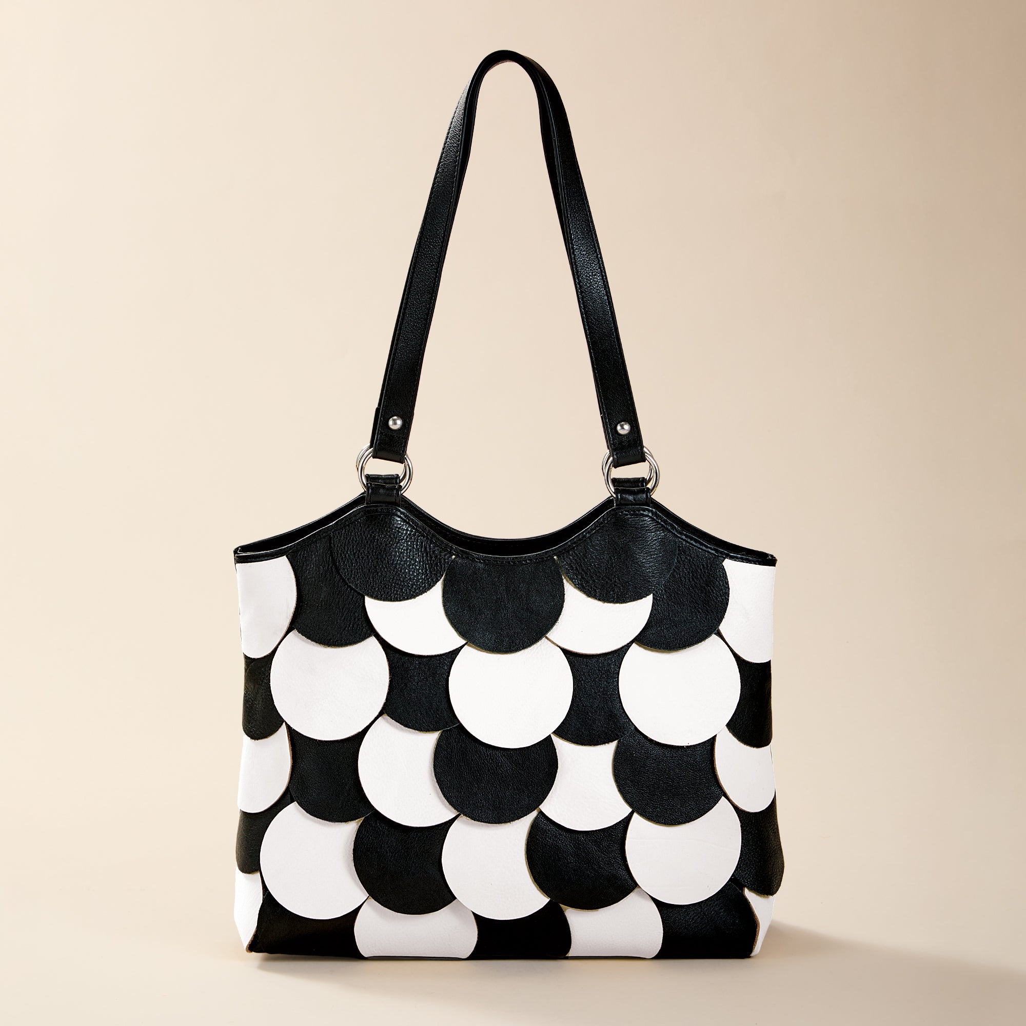 Layered Dots Indian Leather Tote