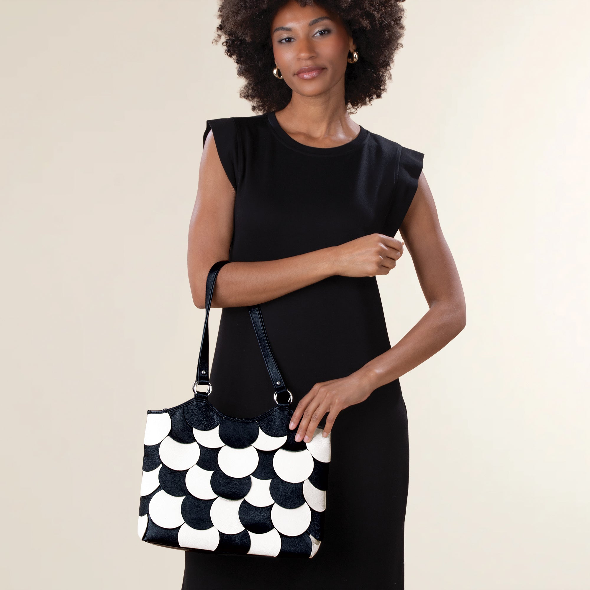 Layered Dots Indian Leather Tote