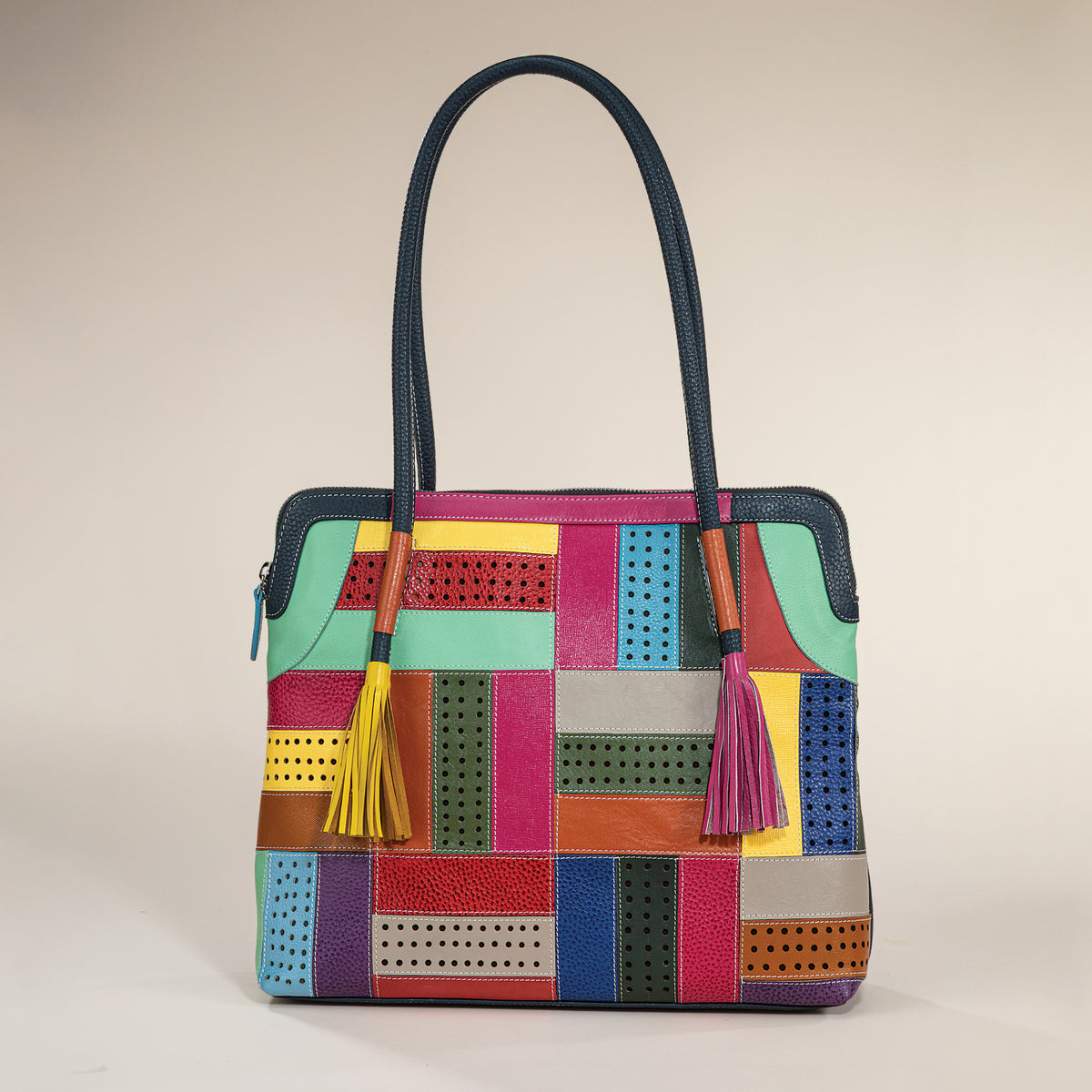 After The Storm Rainbow Leather Tote