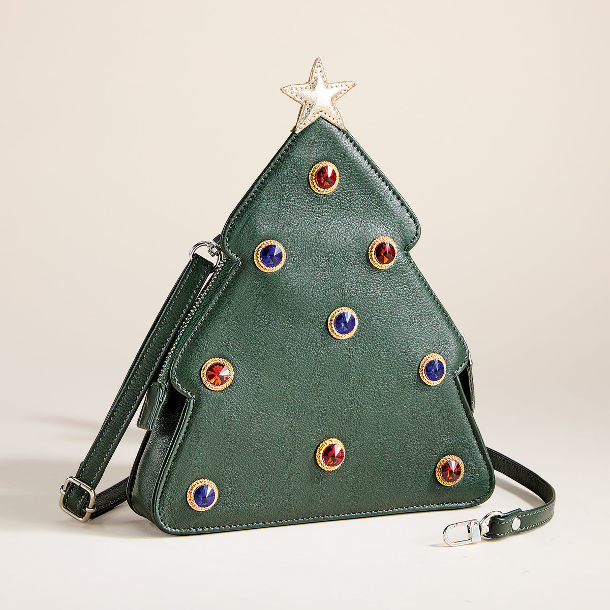 Green Leather Christmas Tree Crossbody Bag (Preorder)