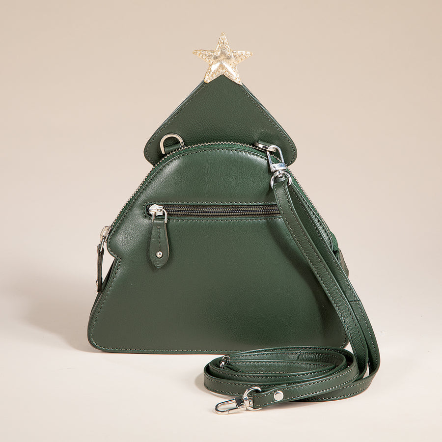 Green Leather Christmas Tree Crossbody Bag (Preorder)