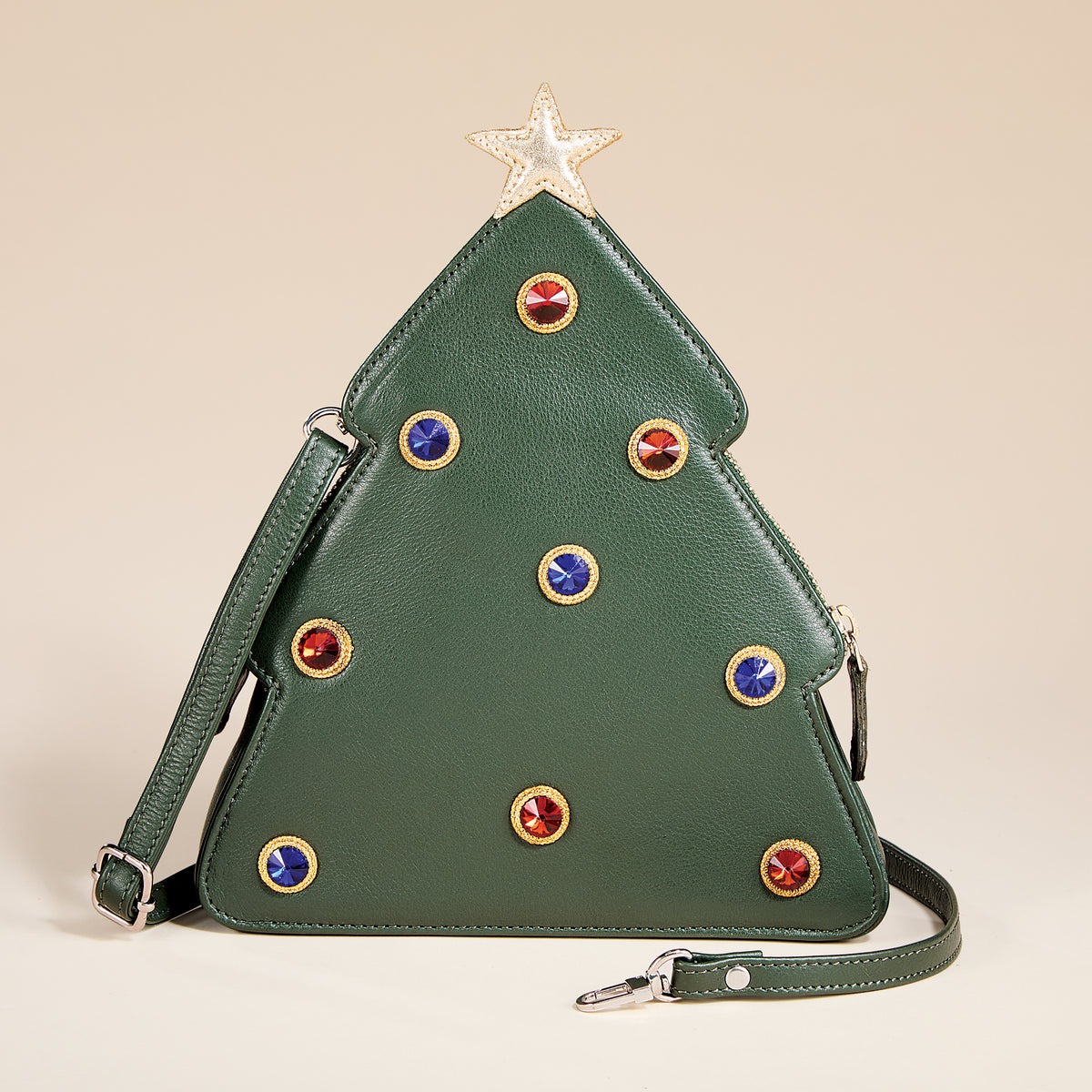 Green Leather Christmas Tree Crossbody Bag (Preorder)