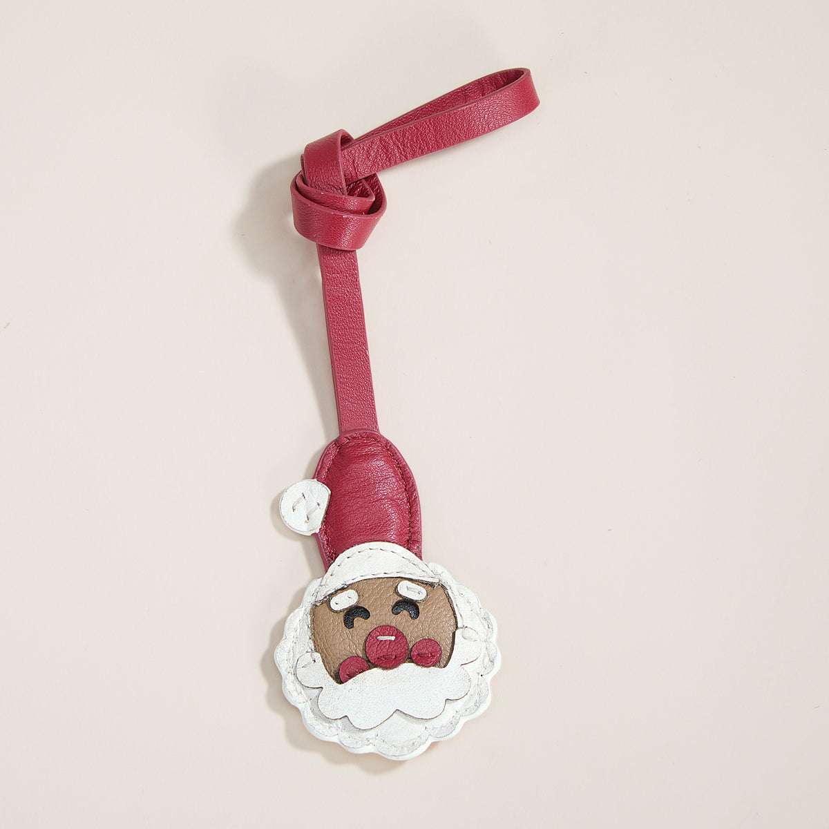Smiling Santa Face Leather Purse Charm (Preorder)