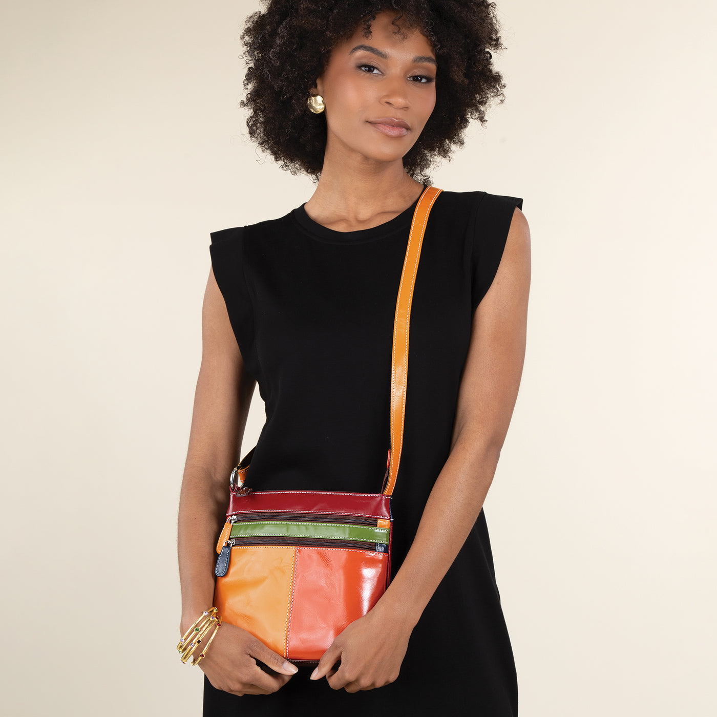 Colors Of Topaz Mixed Leather Crossbody
