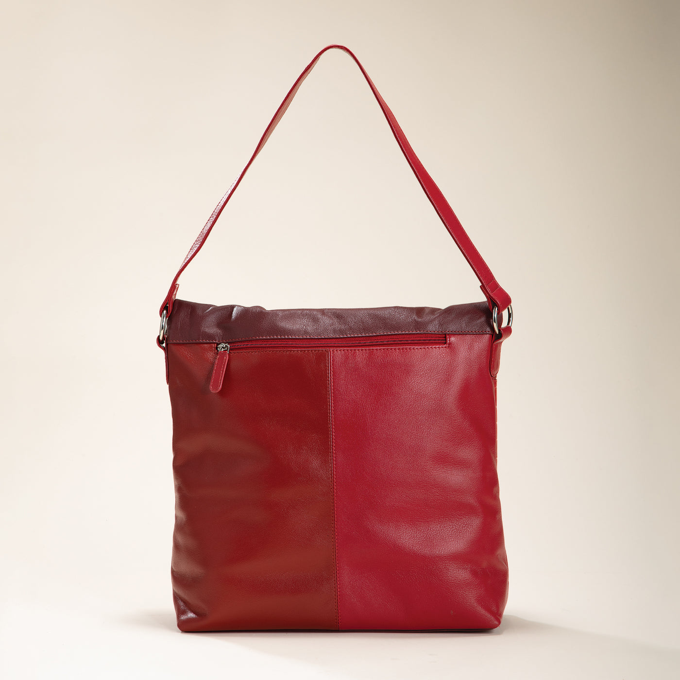 Red Tourmaline Mixed Leather Hobo Bag