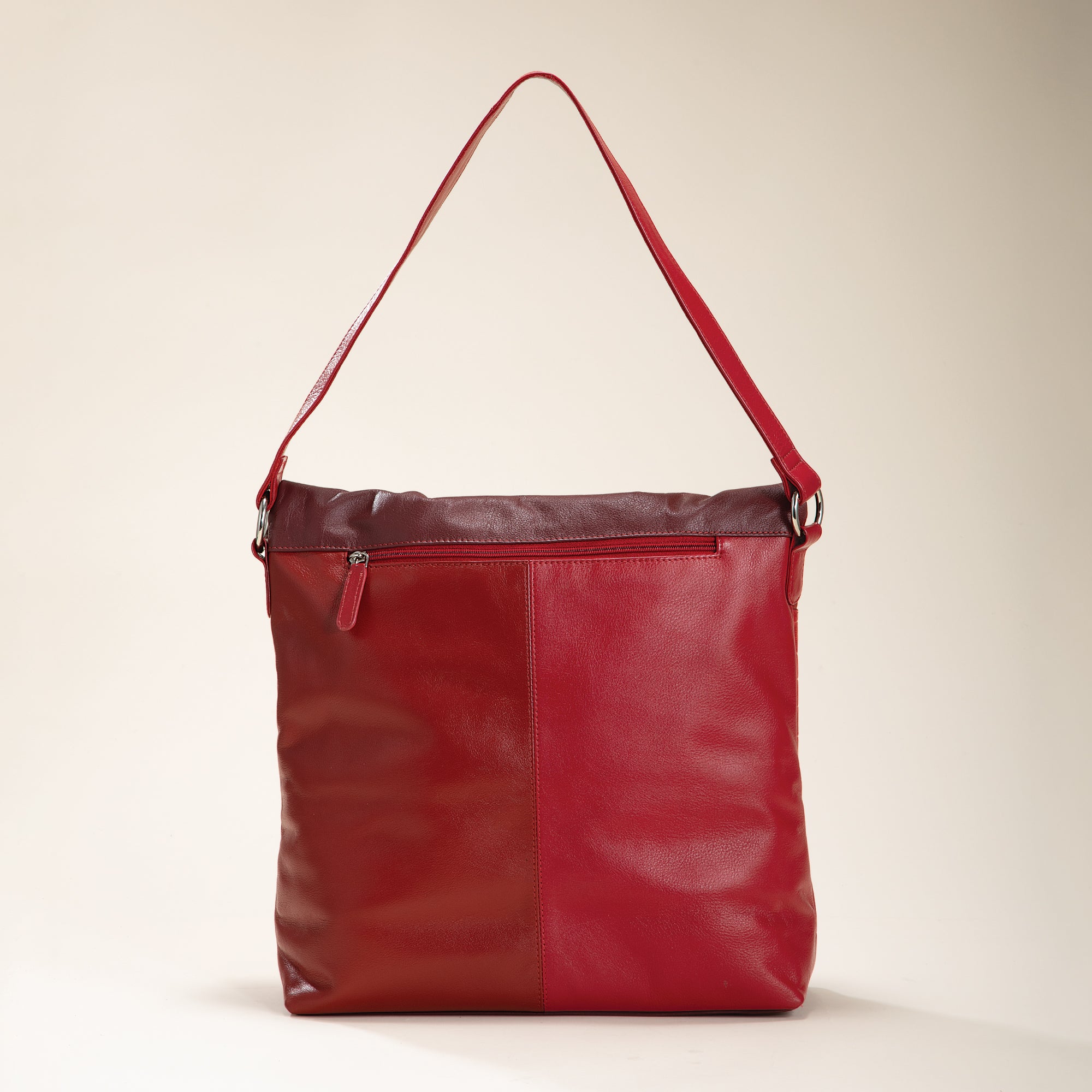 Red Tourmaline Mixed Leather Hobo Bag