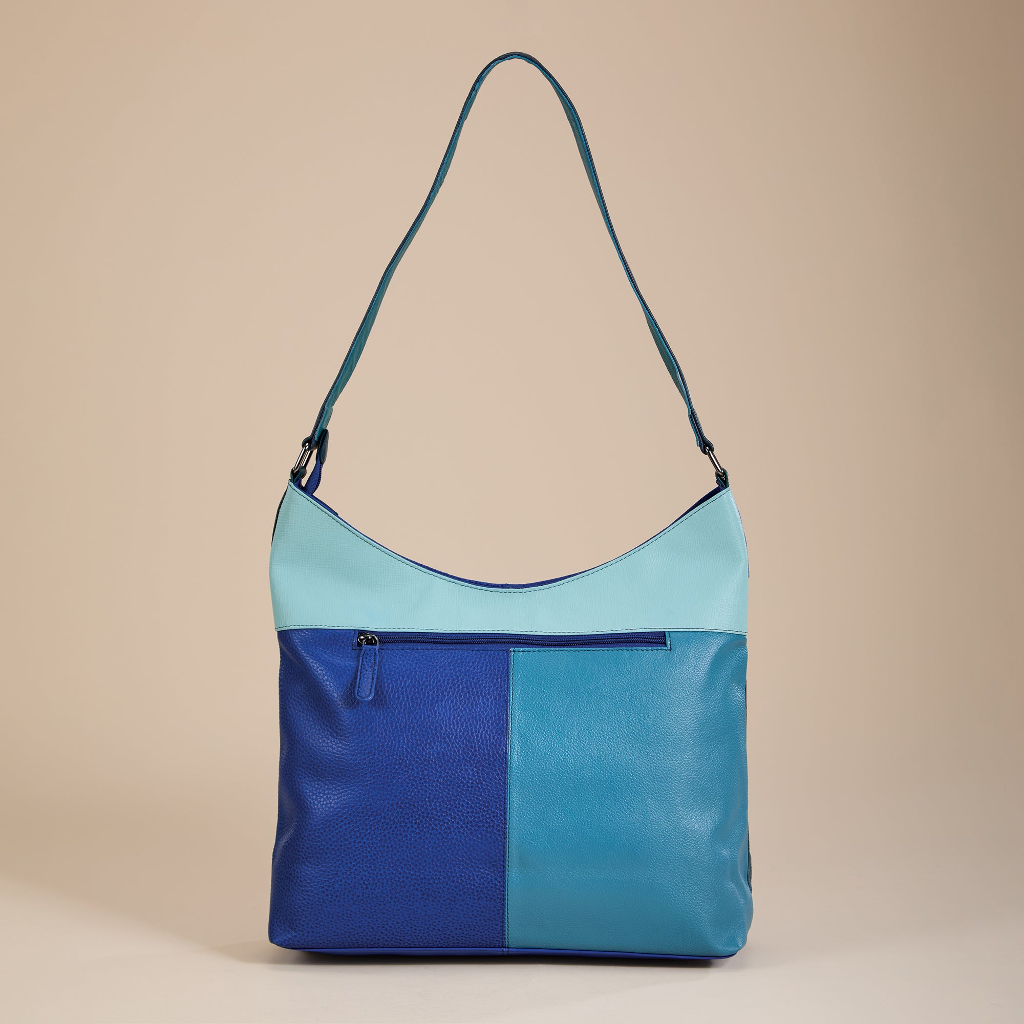 Blue Tourmaline & Black Onyx Mixed Leather Hobo Bag