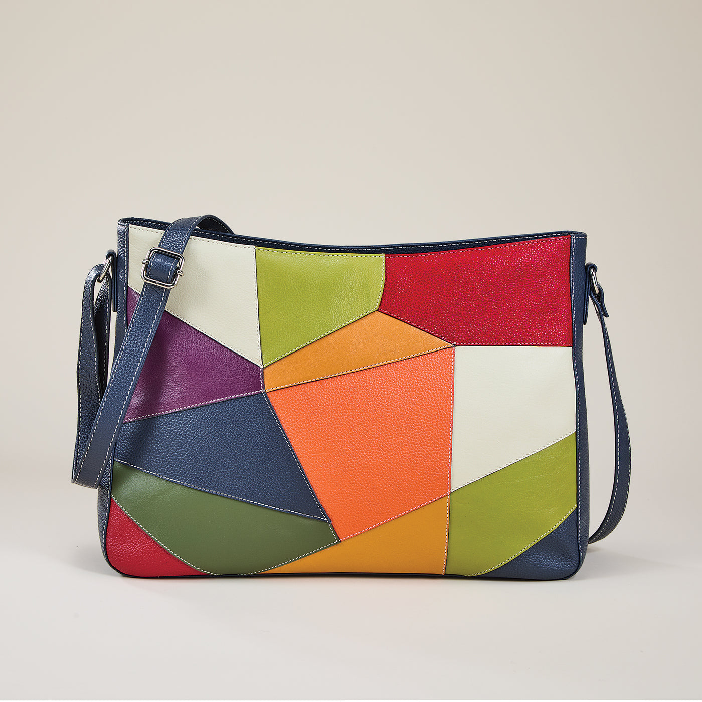 Rainbow Mosaic Mixed Leather Crossbody