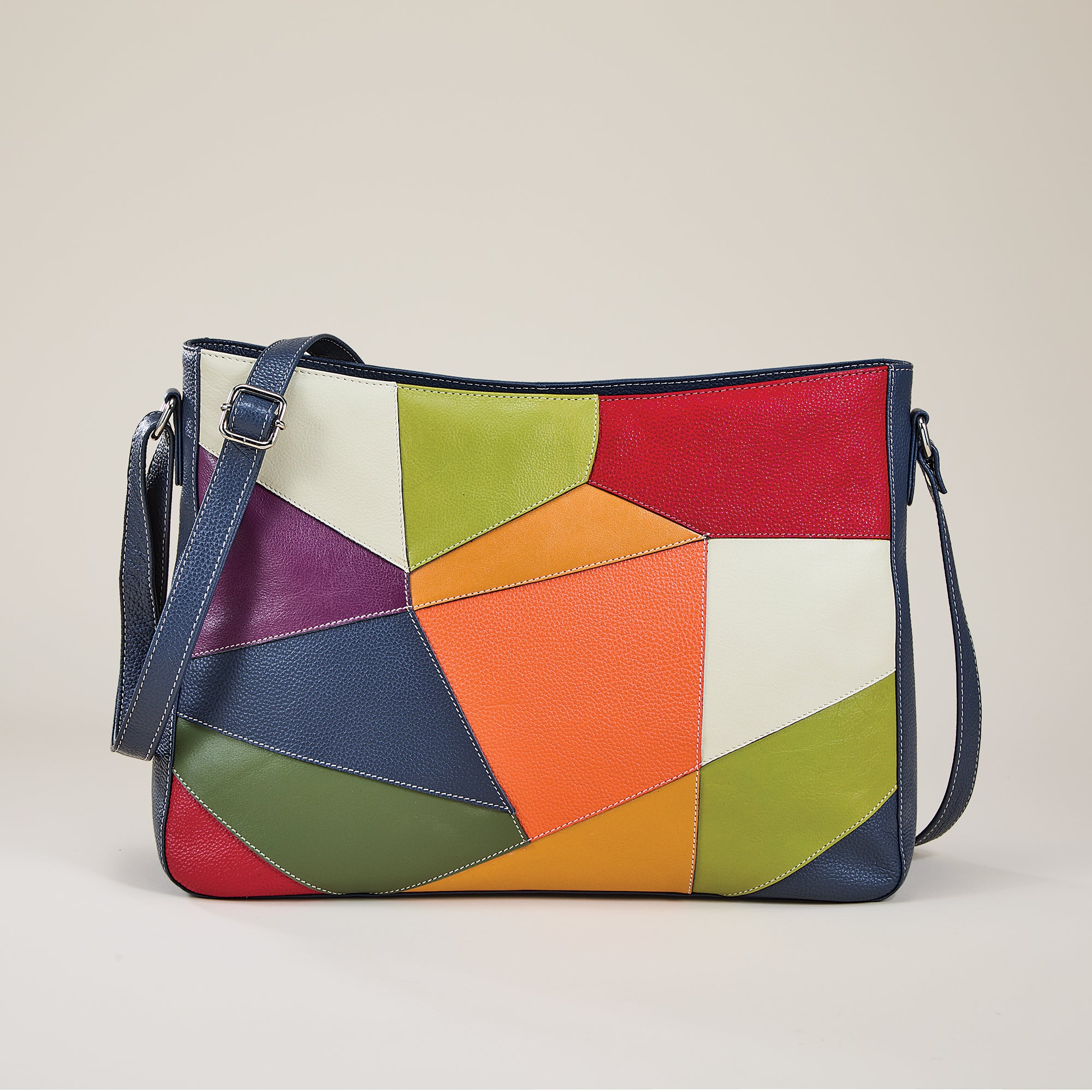 Rainbow Mosaic Mixed Leather Crossbody