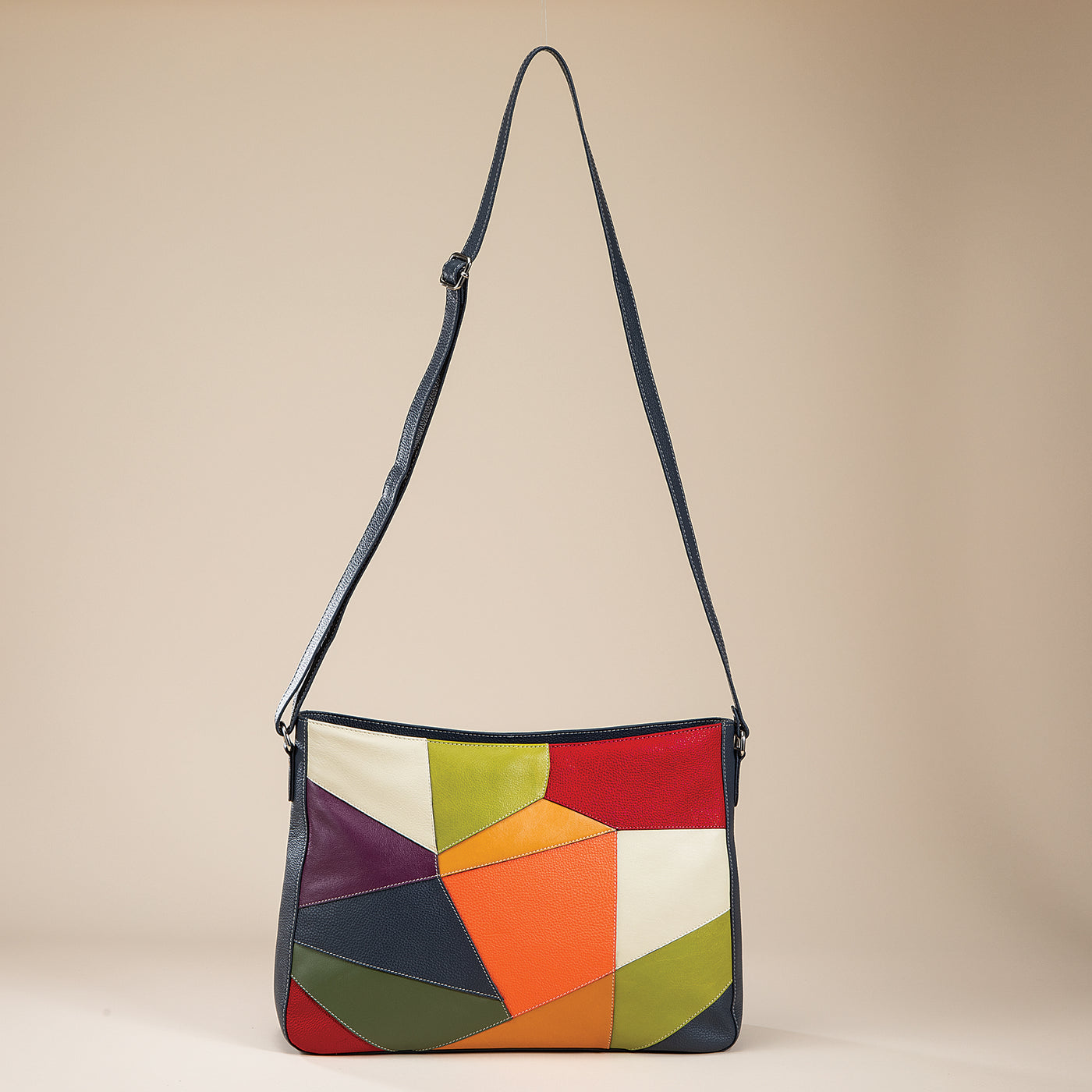Rainbow Mosaic Mixed Leather Crossbody