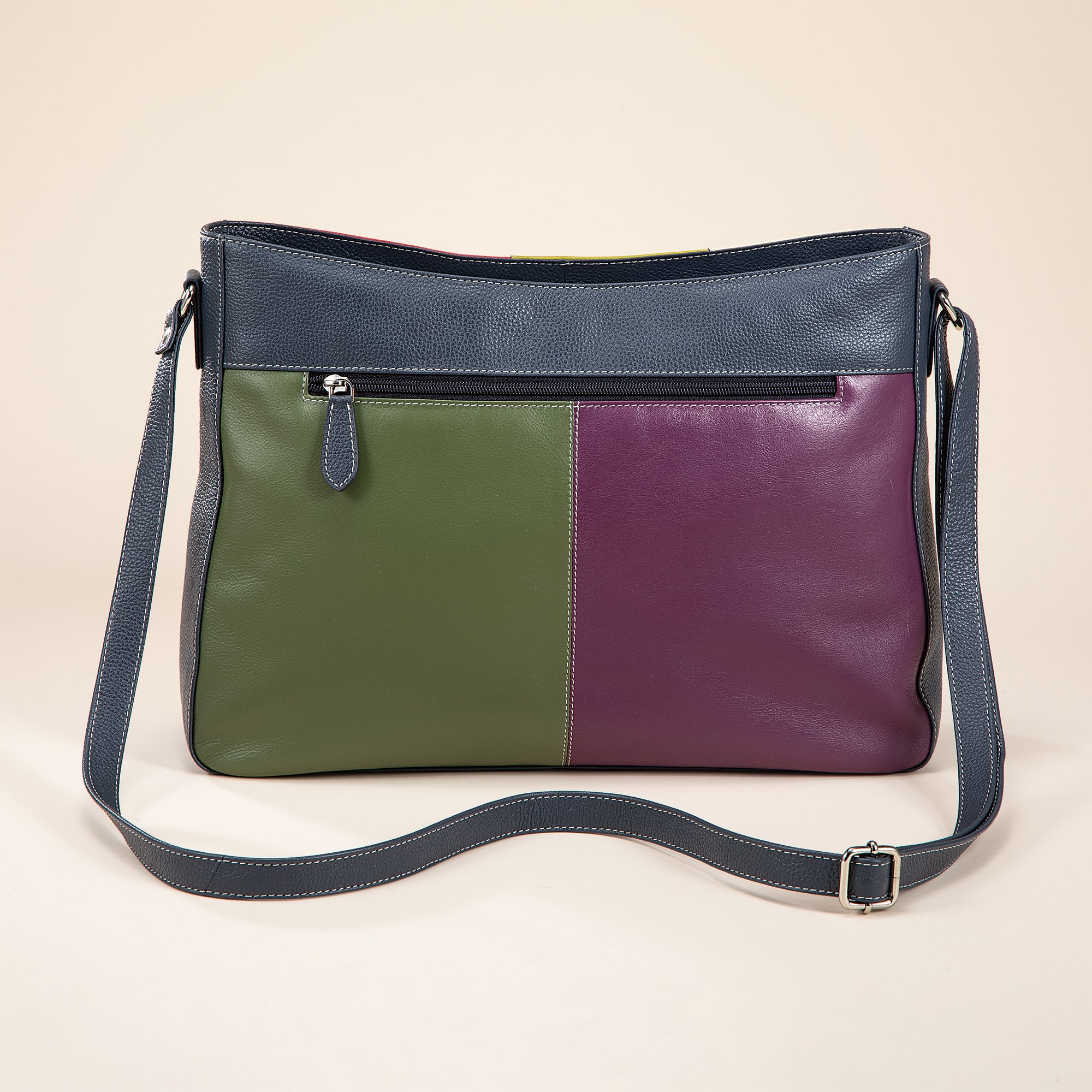 Rainbow Mosaic Mixed Leather Crossbody