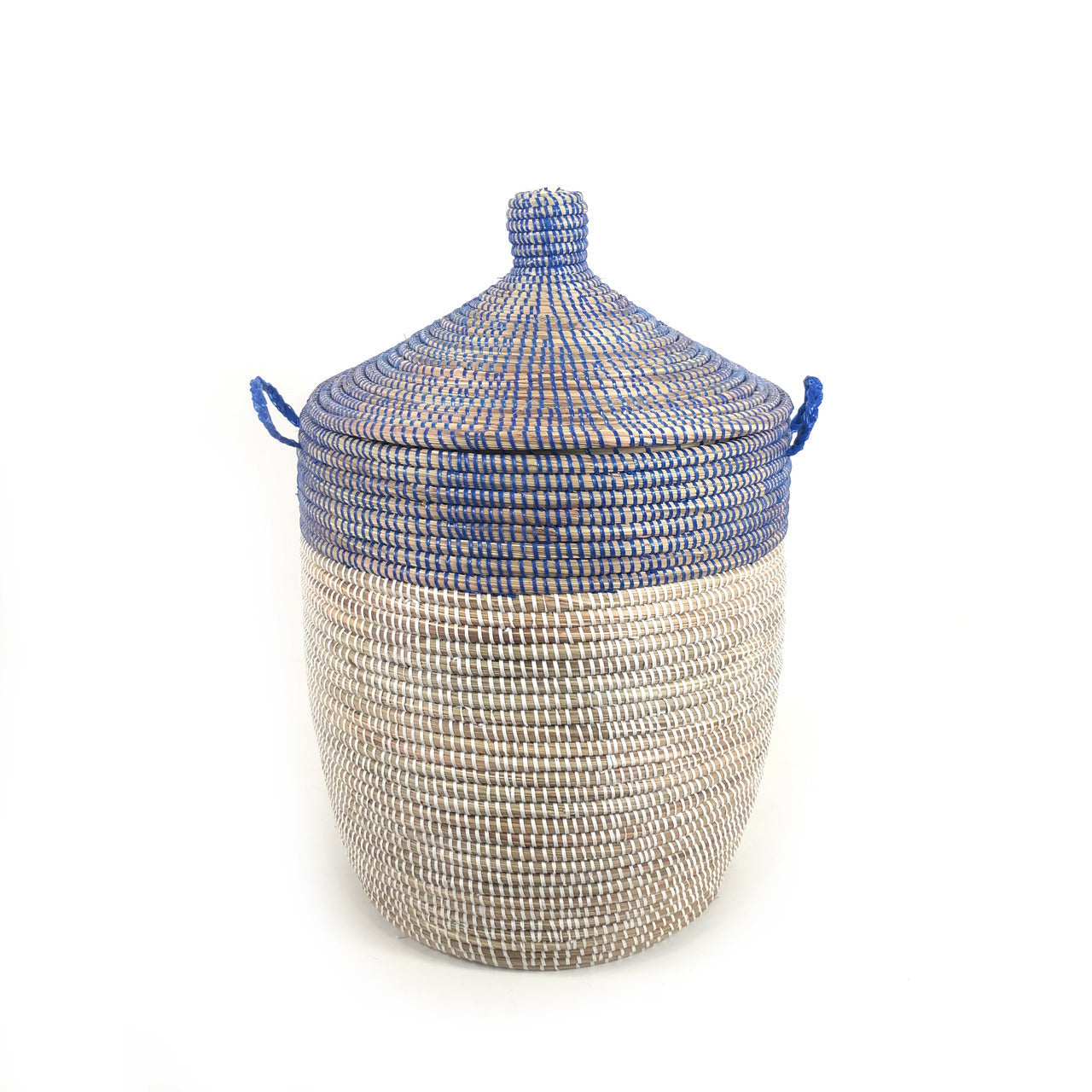 Handwoven Two-Tone Medium Basket, Navy