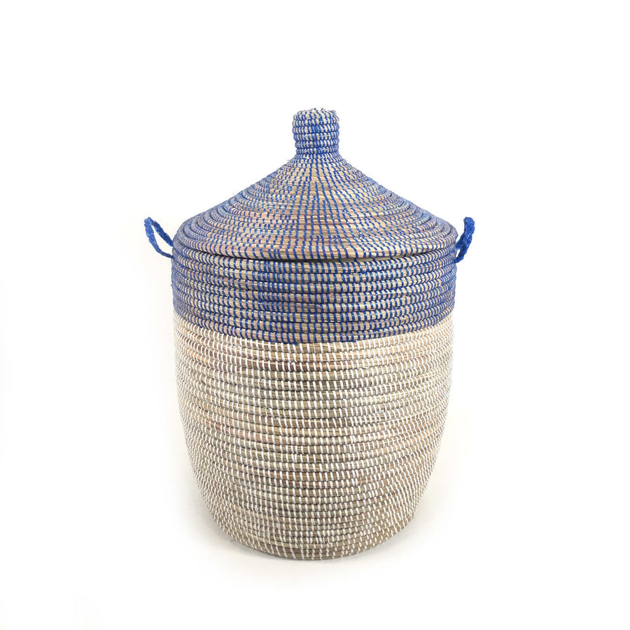 Handwoven Two-Tone Medium Basket, Navy