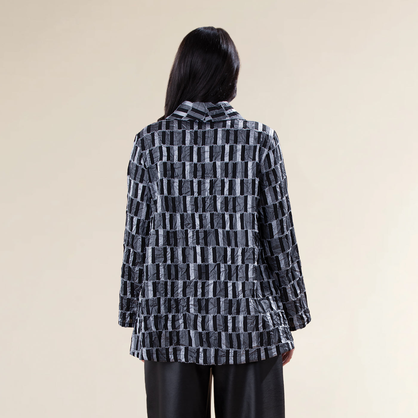 Gray Crinkle Jacquard Artisan Jacket