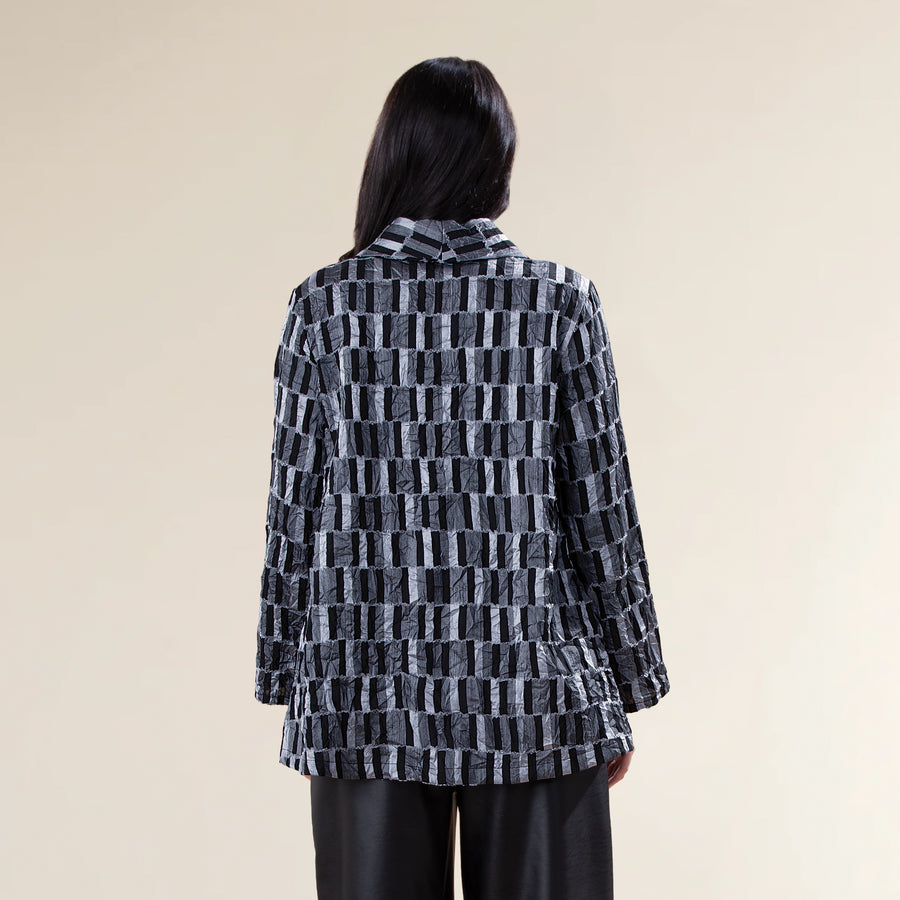 Gray Crinkle Jacquard Artisan Jacket
