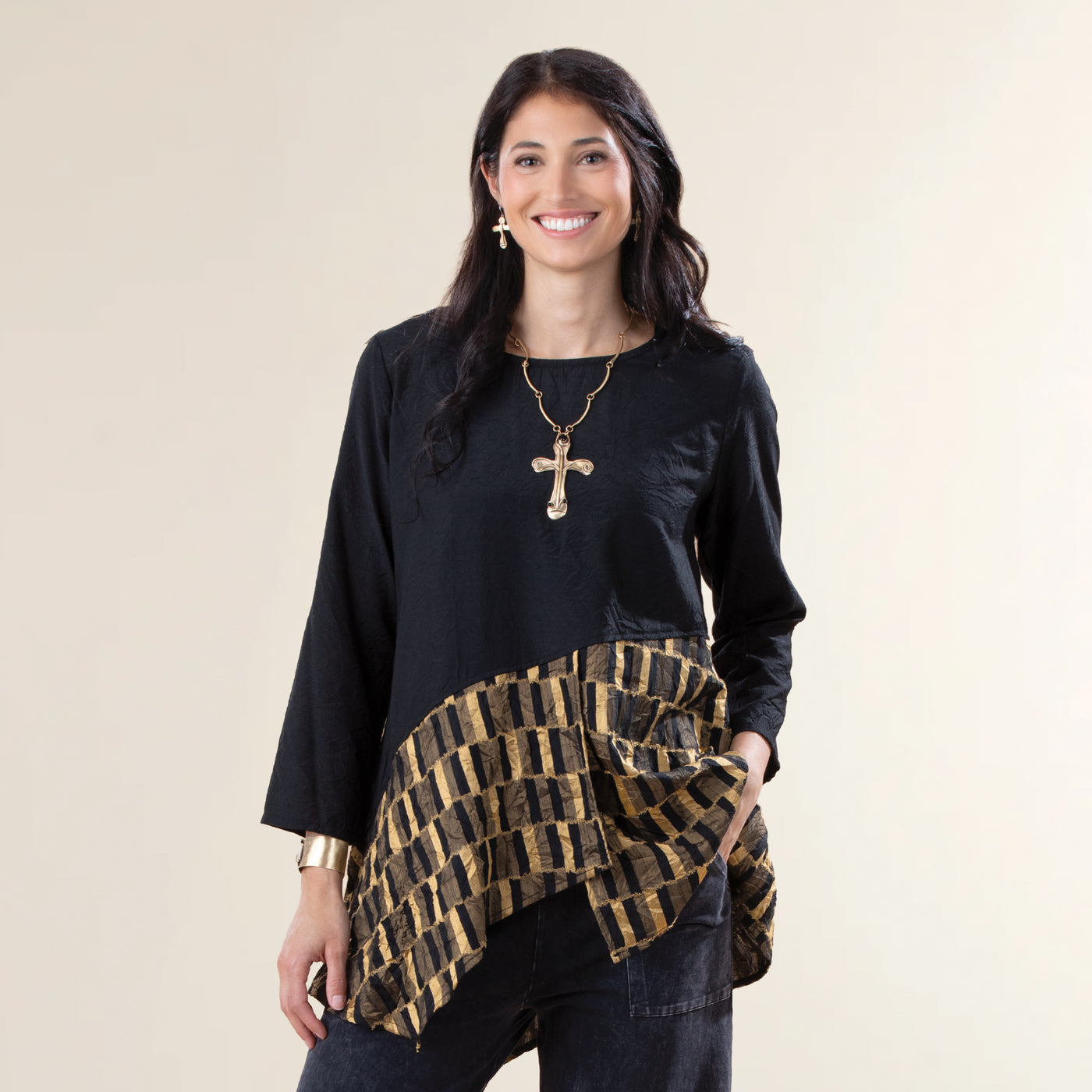 Crinkle Jacquard Tunic