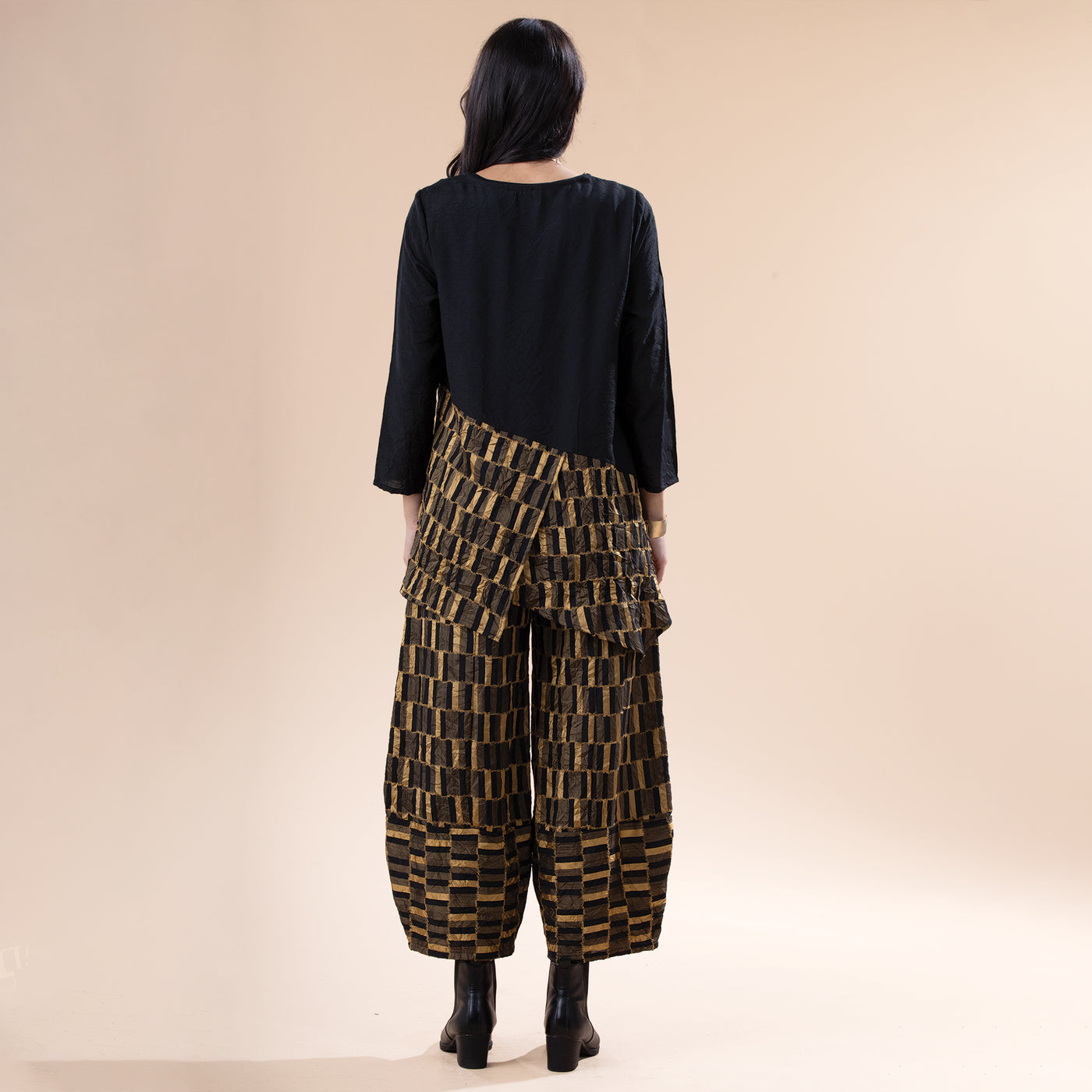 Crinkle Jacquard Harem Style Pants