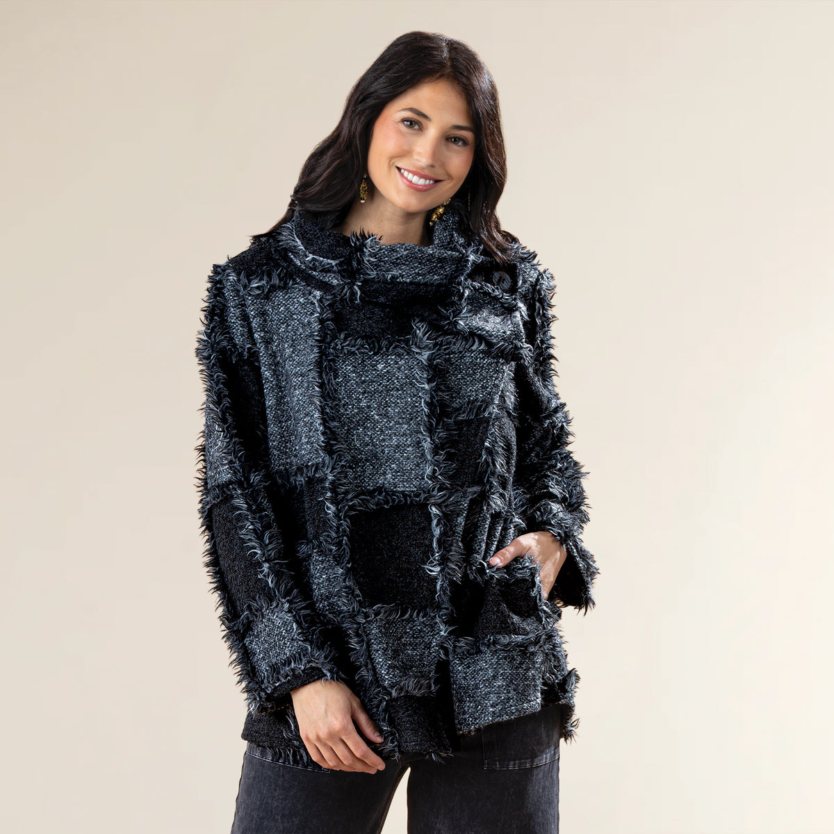 Stylish Squares Jacquard Jacket