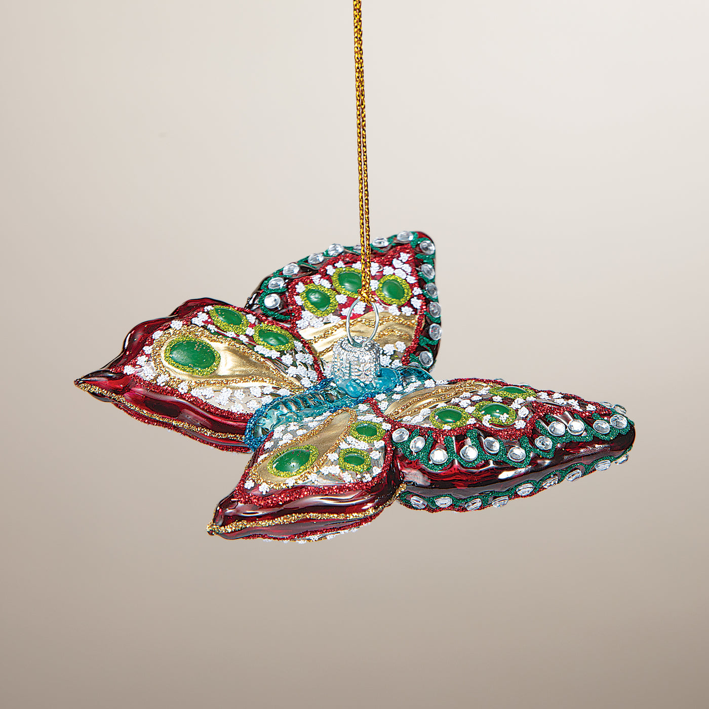 Hand-Painted Glass Multicolored Butterfly Ornament