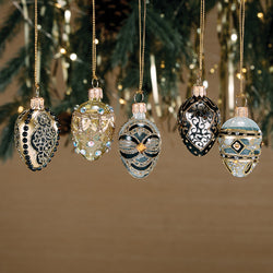 Jewel-Toned Sparkling Heart Ornaments, Set Of 4 | Uno Alla Volta