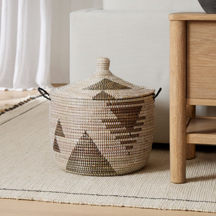 Handwoven Graphic Print Storage Basket, 22"