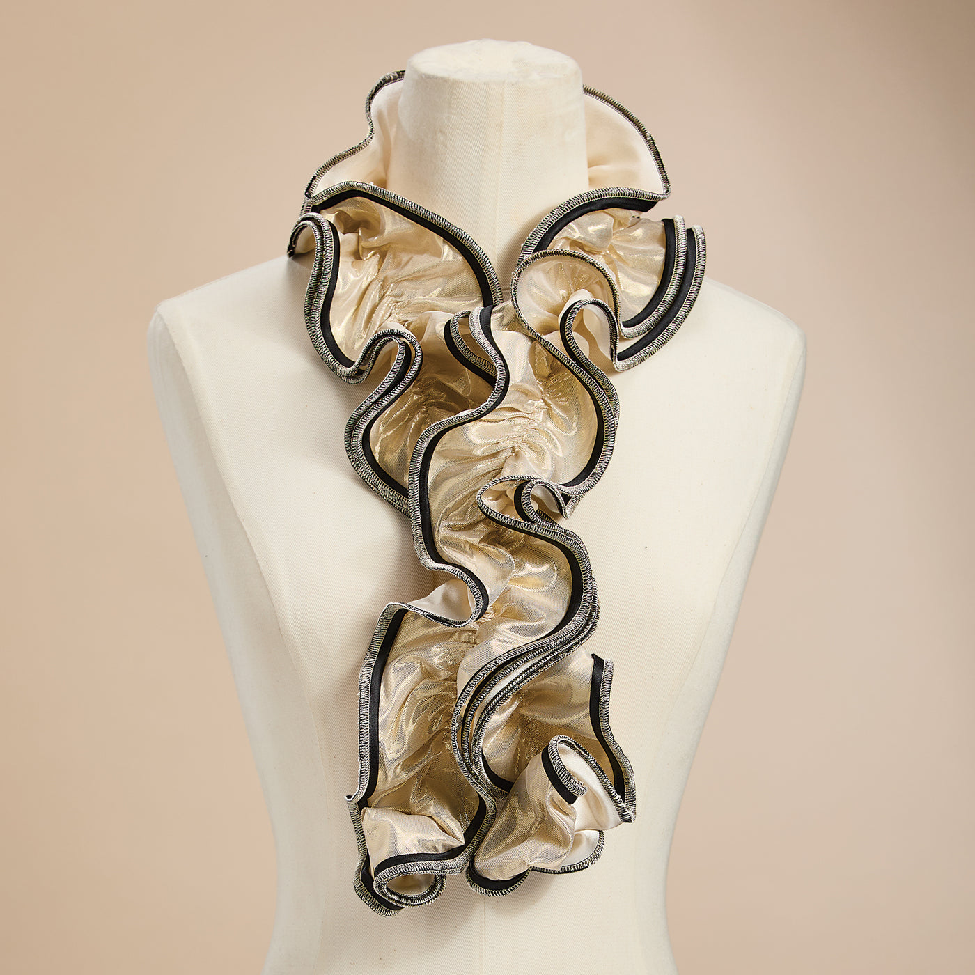 Gold & White Short Sculptural Curl Scarf (Preorder)
