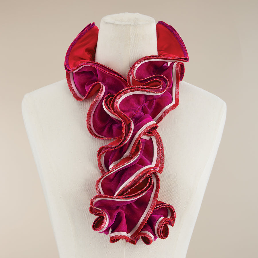 Scarlet & Pink Short Sculptural Curl Scarf