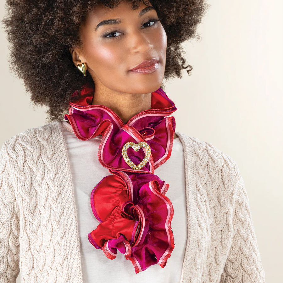 Scarlet & Pink Short Sculptural Curl Scarf