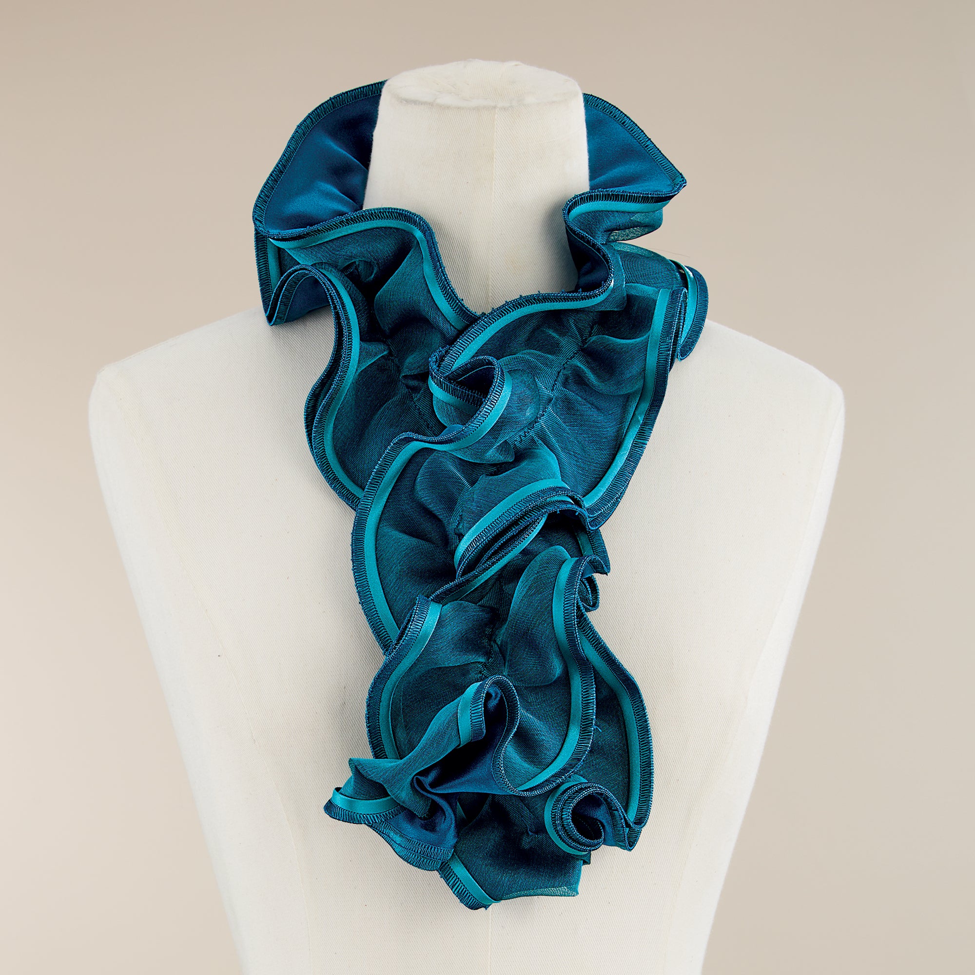 Blue & Teal Short Sculptural Curl Scarf