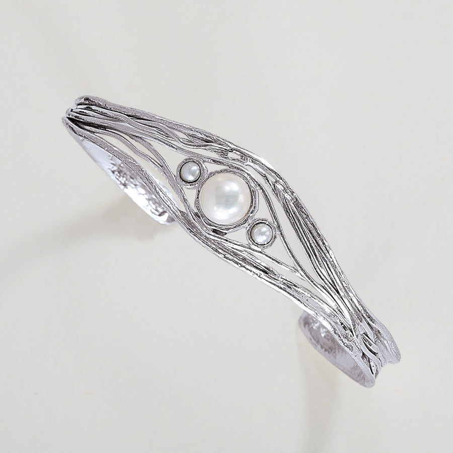 Sterling Silver Freshwater Pearl Cuff