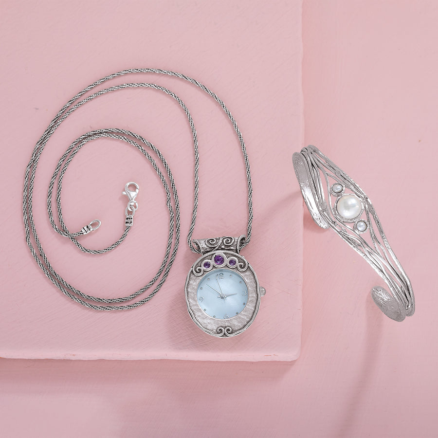 Sterling Silver Freshwater Pearl Cuff