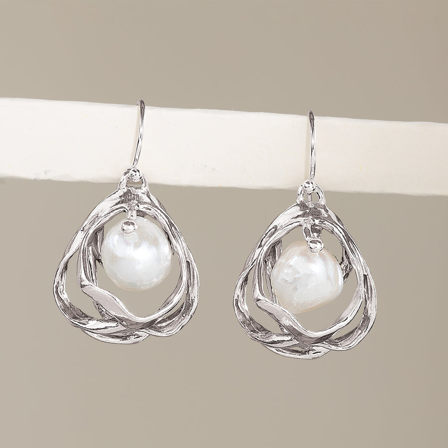 Sterling Silver Nestled Pearls Earrings
