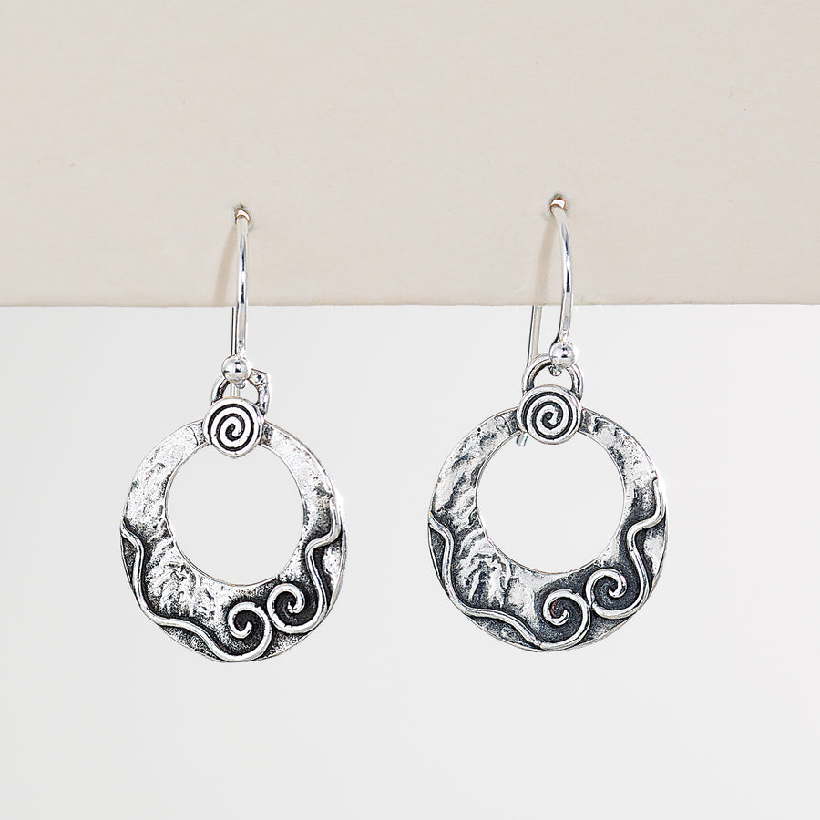 Sterling Silver Round Swirl Earrings