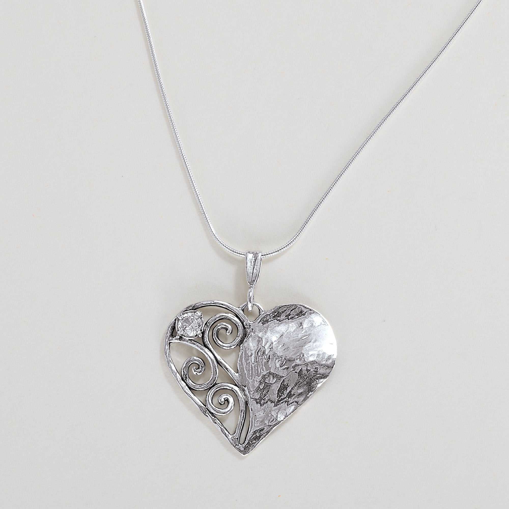 Sterling Silver Swirl Heart Pendant Necklace (Preorder)