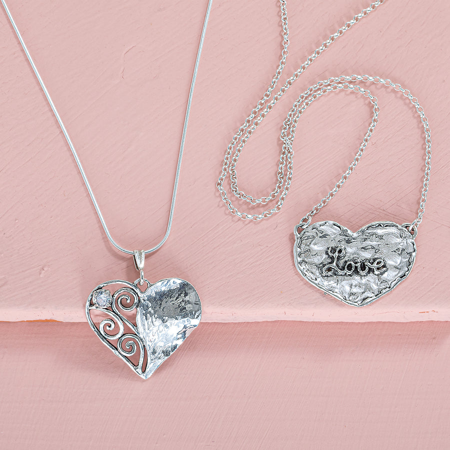 Sterling Silver Swirl Heart Pendant Necklace (Preorder)