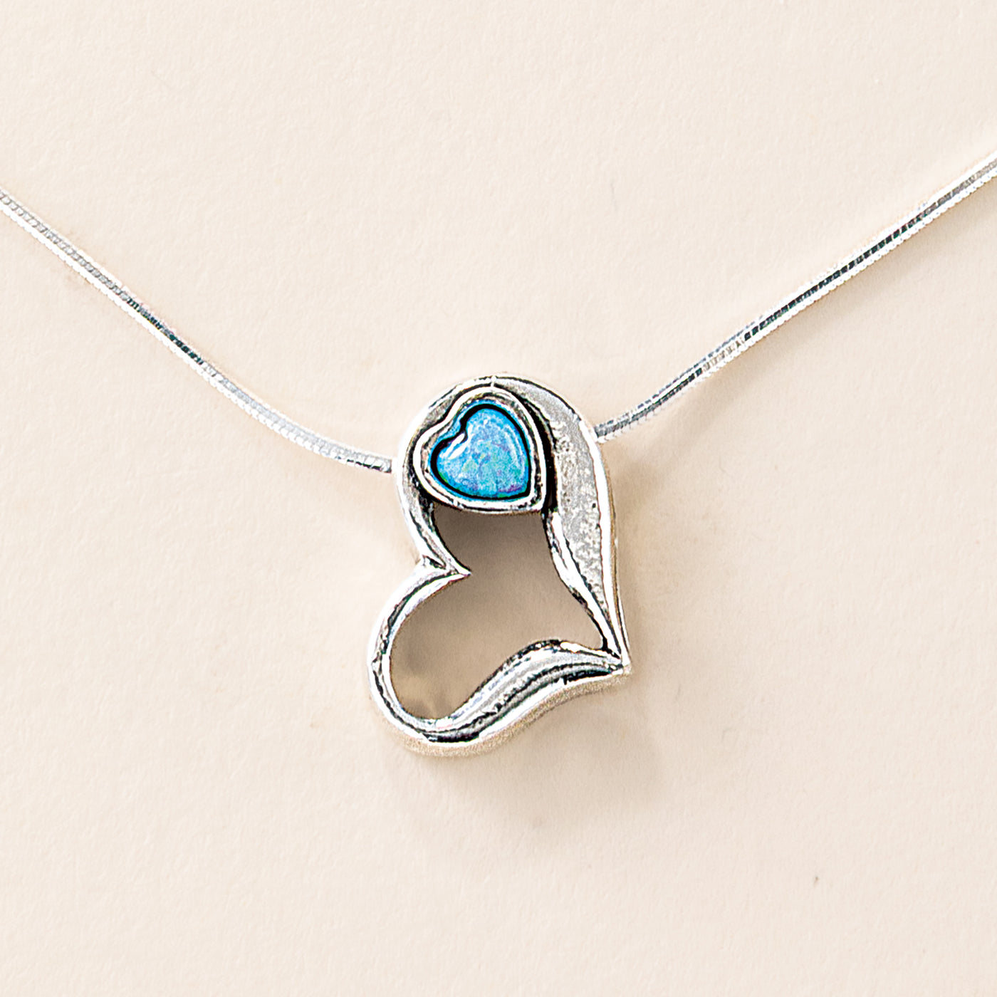 Dreams of Love Sterling Silver & Opal Heart Necklace (Preorder)