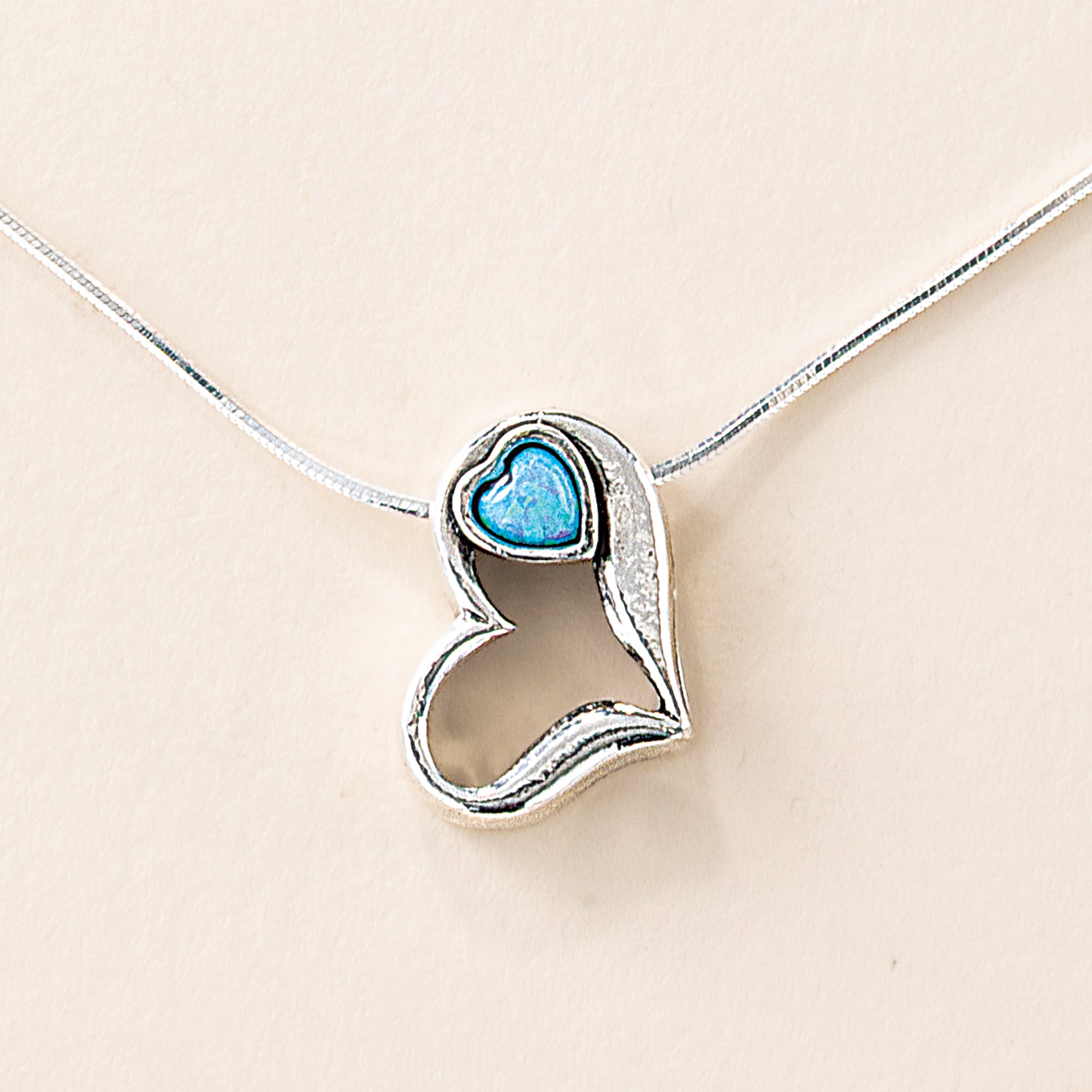 Dreams of Love Sterling Silver & Opal Heart Necklace (Preorder)