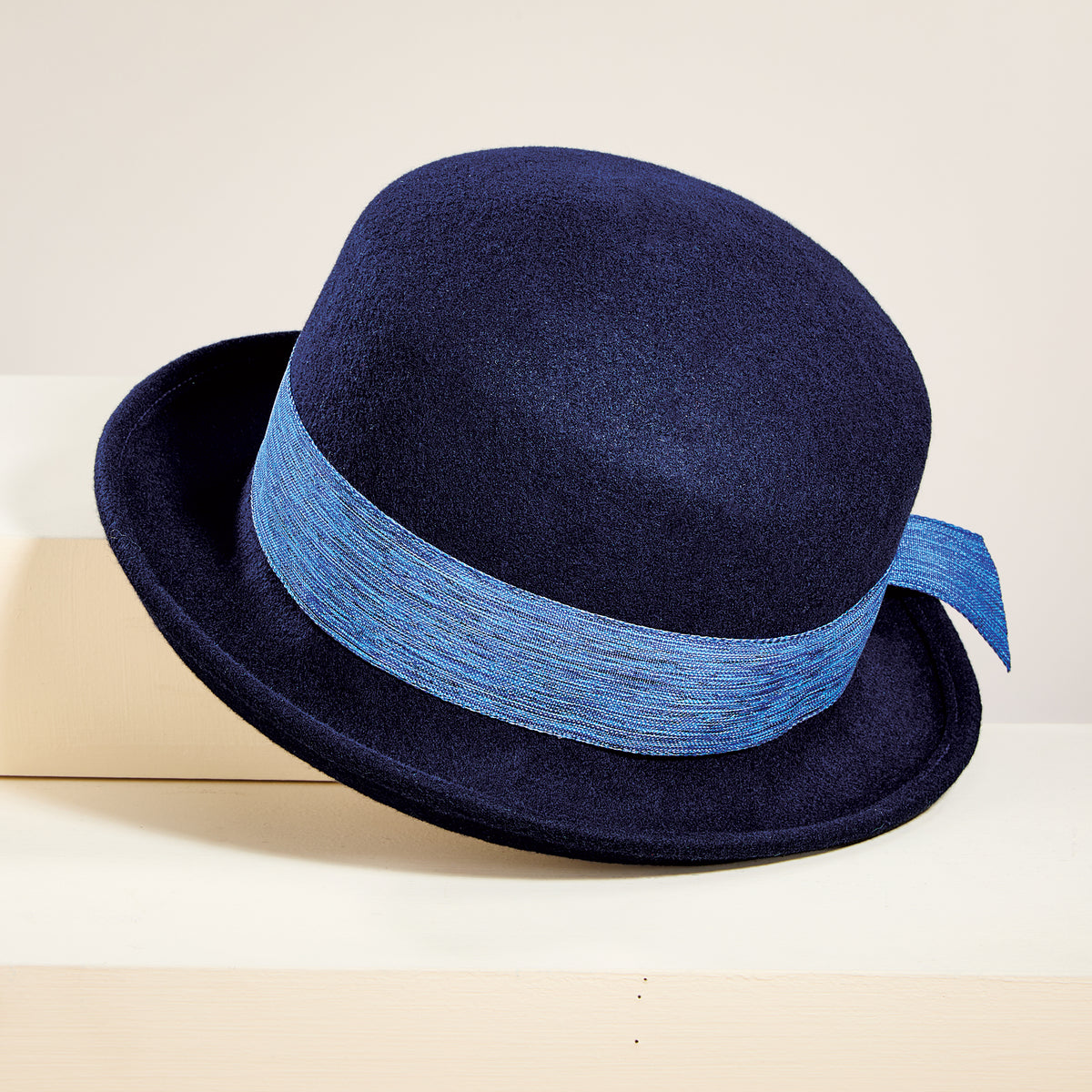 Amelia Navy Wool Floral Cloche (Preorder)