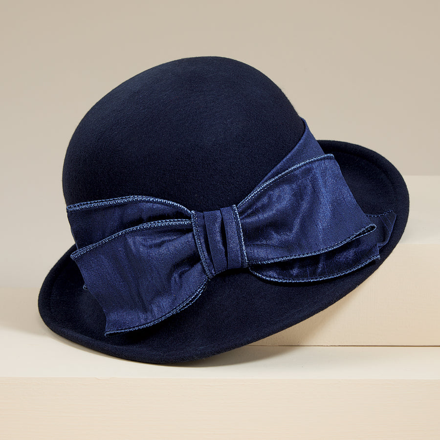 Lily Navy Wool Cloche