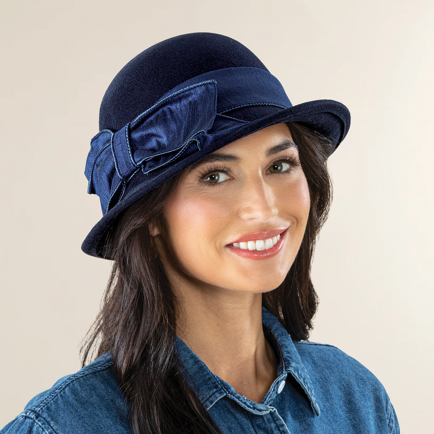 Lily Navy Wool Cloche
