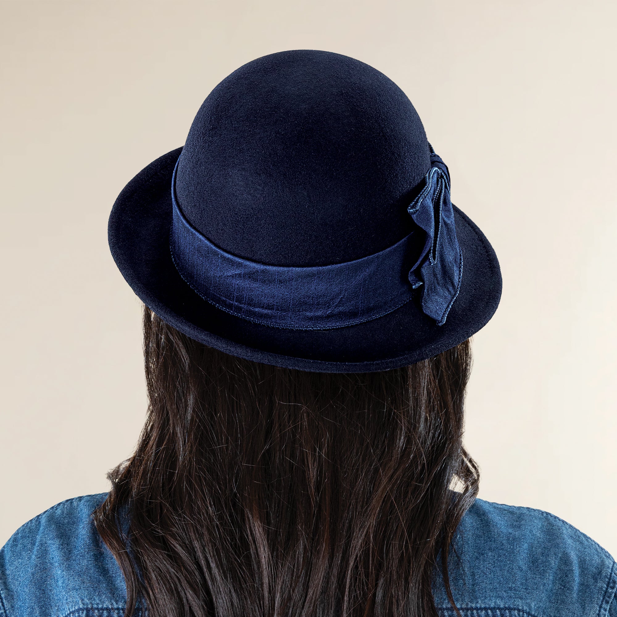 Lily Navy Wool Cloche