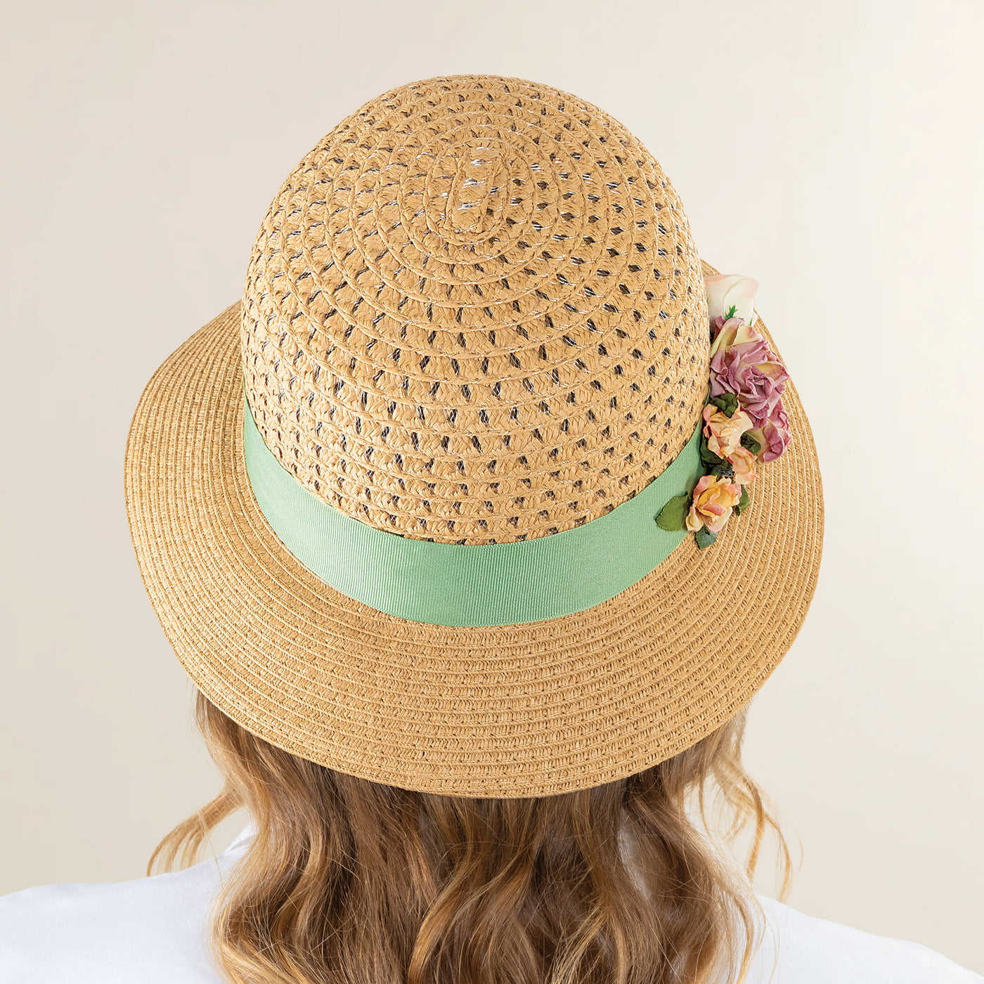 Laurie Natural Straw Rosebud Cloche