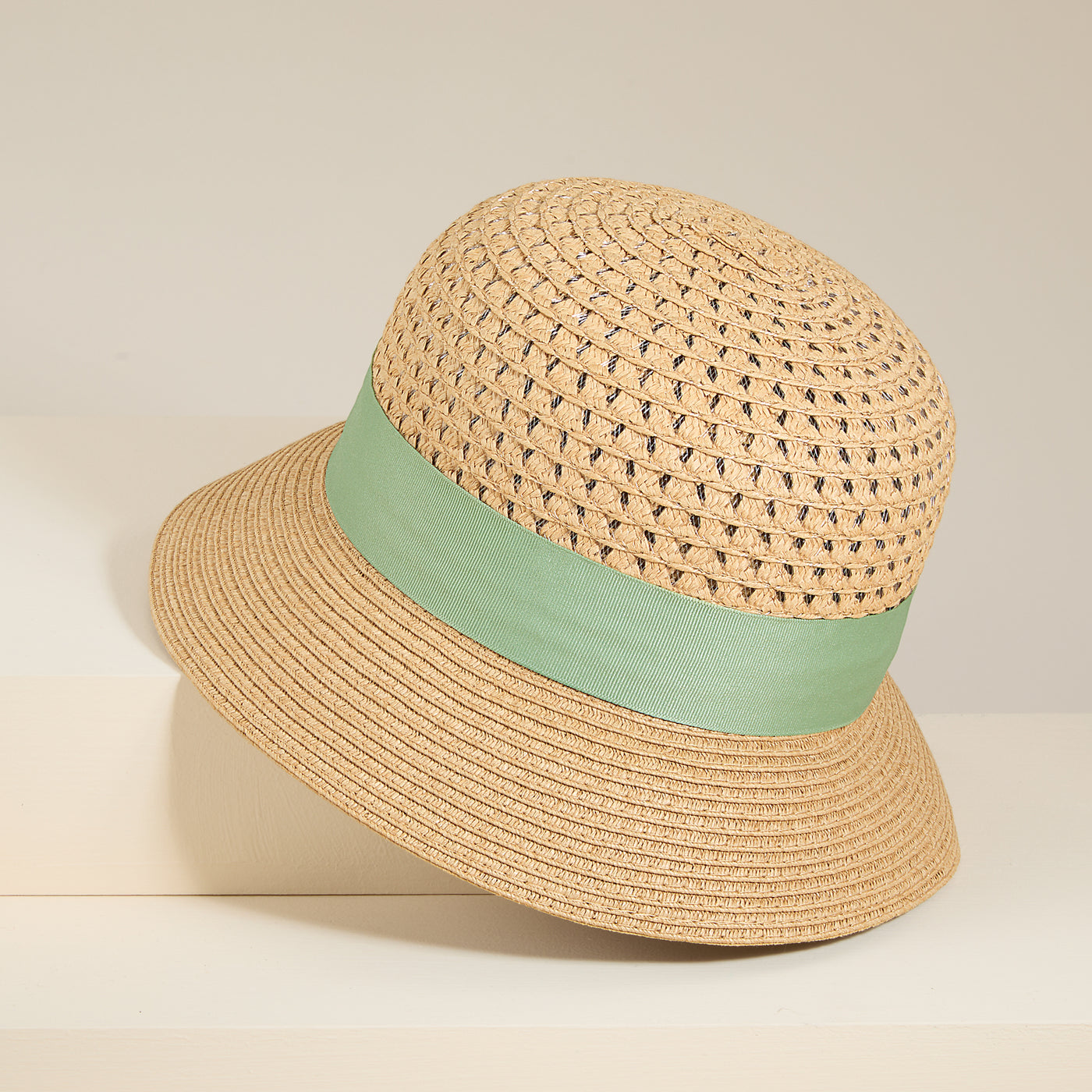 Laurie Natural Straw Rosebud Cloche