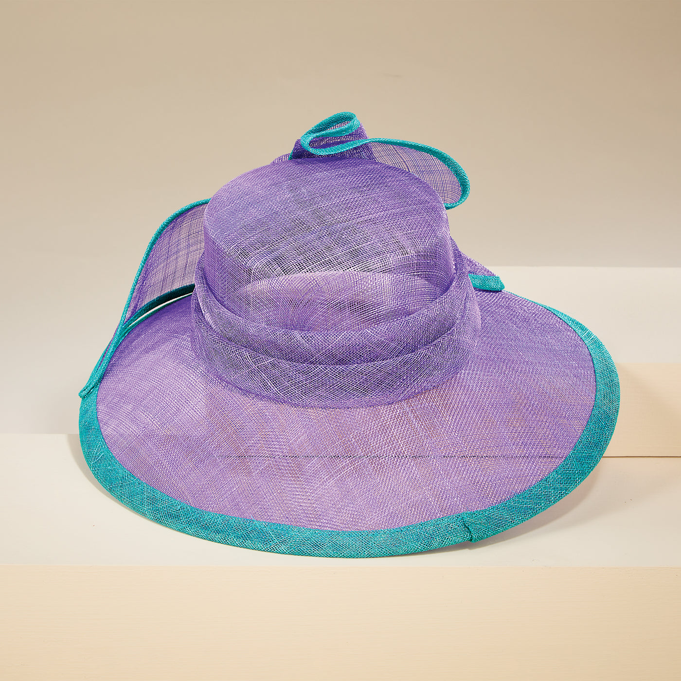 Tamara Purple & Teal Straw Derby Hat