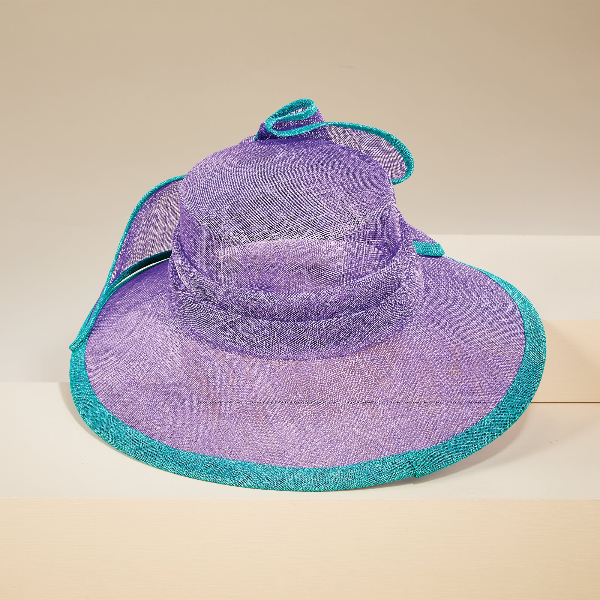 Tamara Purple & Teal Straw Derby Hat