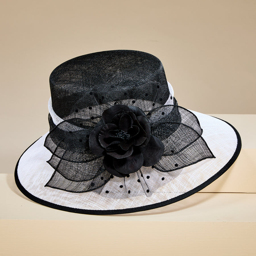 Amy Rose Two-Tone Straw Derby Hat