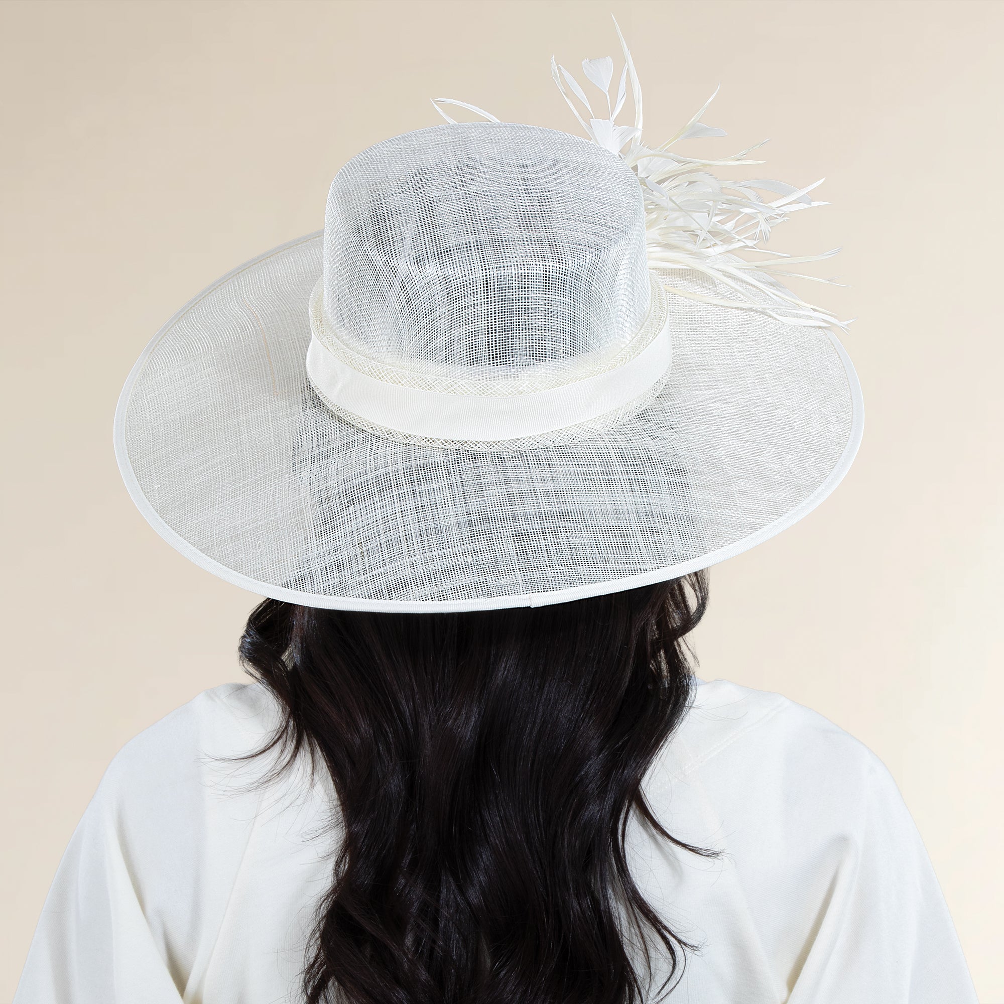 Lauren Feathered Wide-Brimmed Derby Hat
