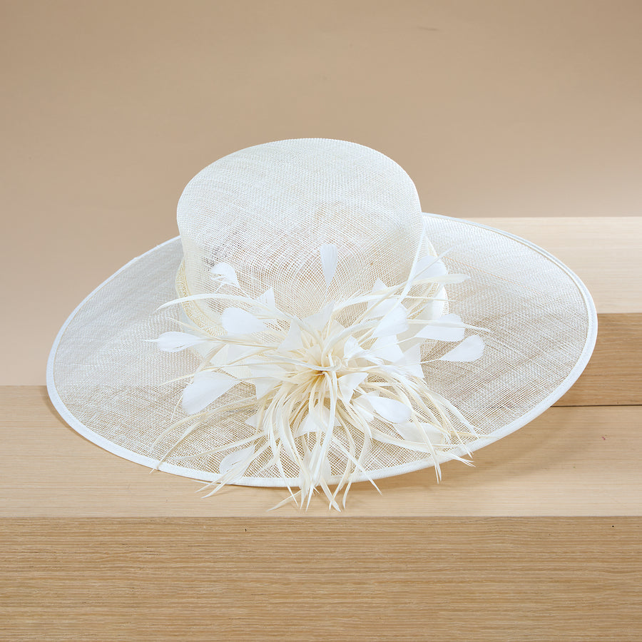 Lauren Feathered Wide-Brimmed Derby Hat