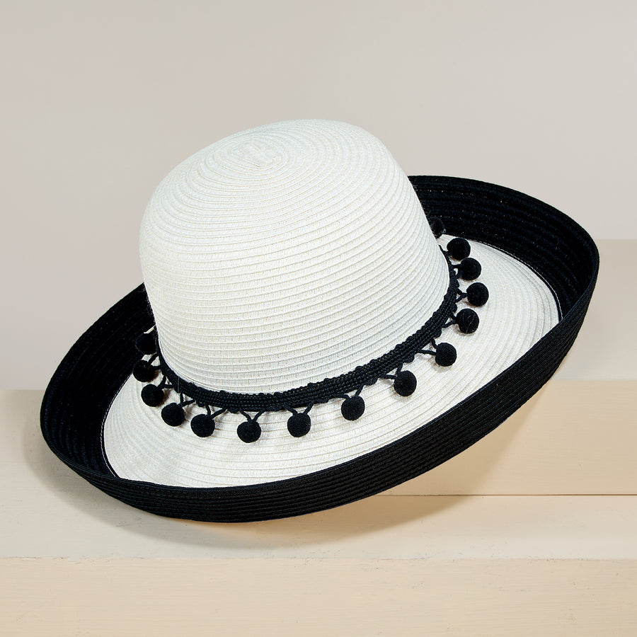 Lanie White & Black Pom Pom Roller (Preorder)