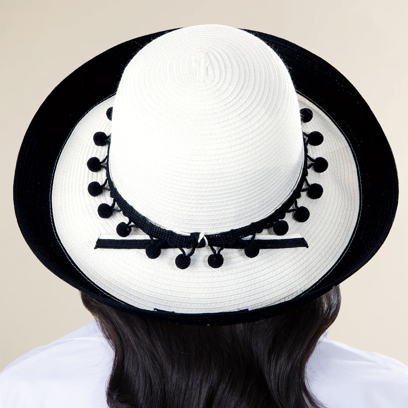 Lanie White & Black Pom Pom Roller (Preorder)